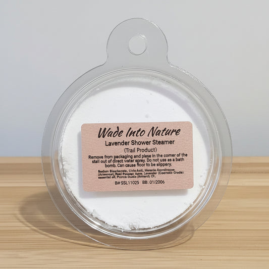 Round container with a label on a wooden surface